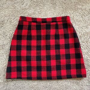 Choies Red and Black Plaid Mini Skirt